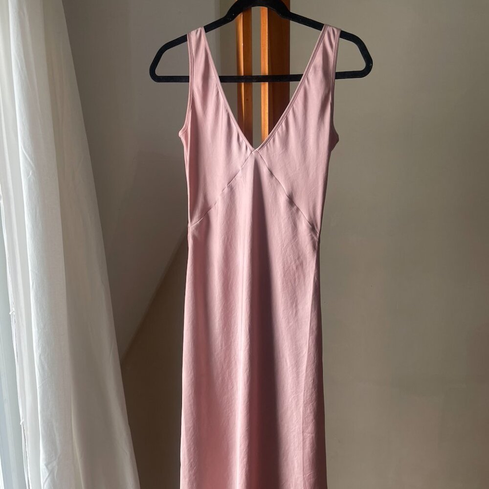 Aritzia Dusty Pink Midi Slip Dress